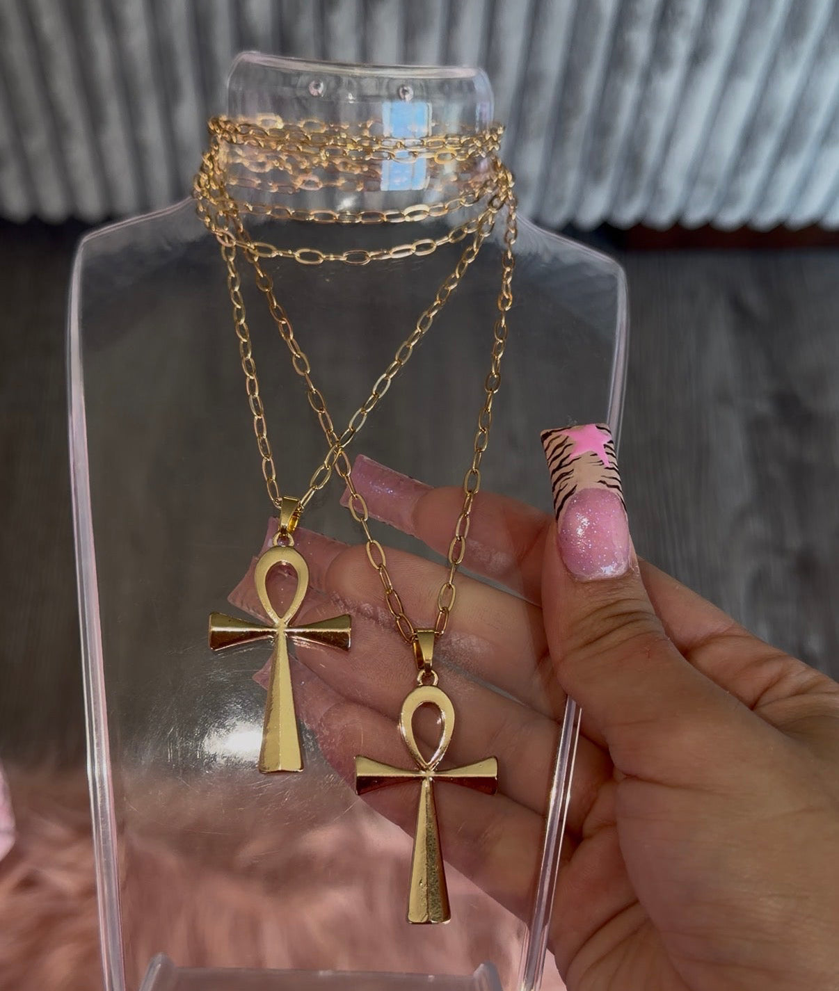 Ankh life symbol gold necklace