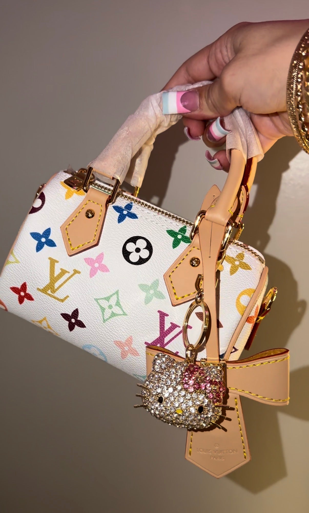 mini white multicolor lv handbag