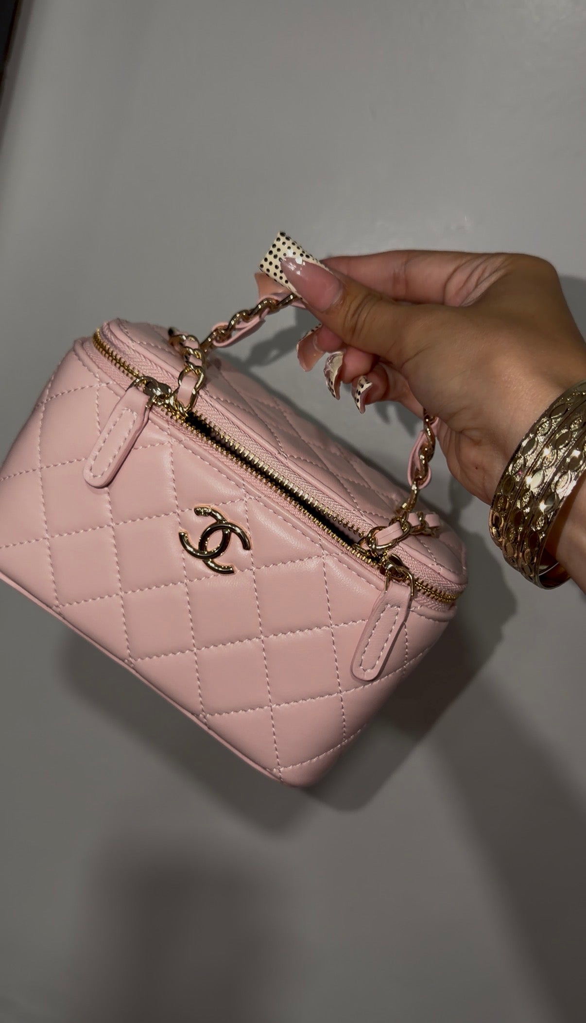 PINK chanel style makeup bag