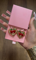 RED Mini Cherry Heart Hoops
