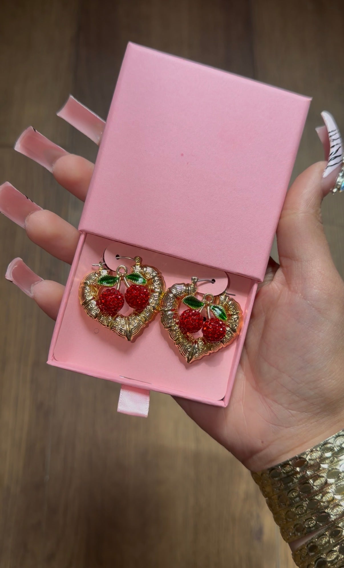 RED Mini Cherry Heart Hoops