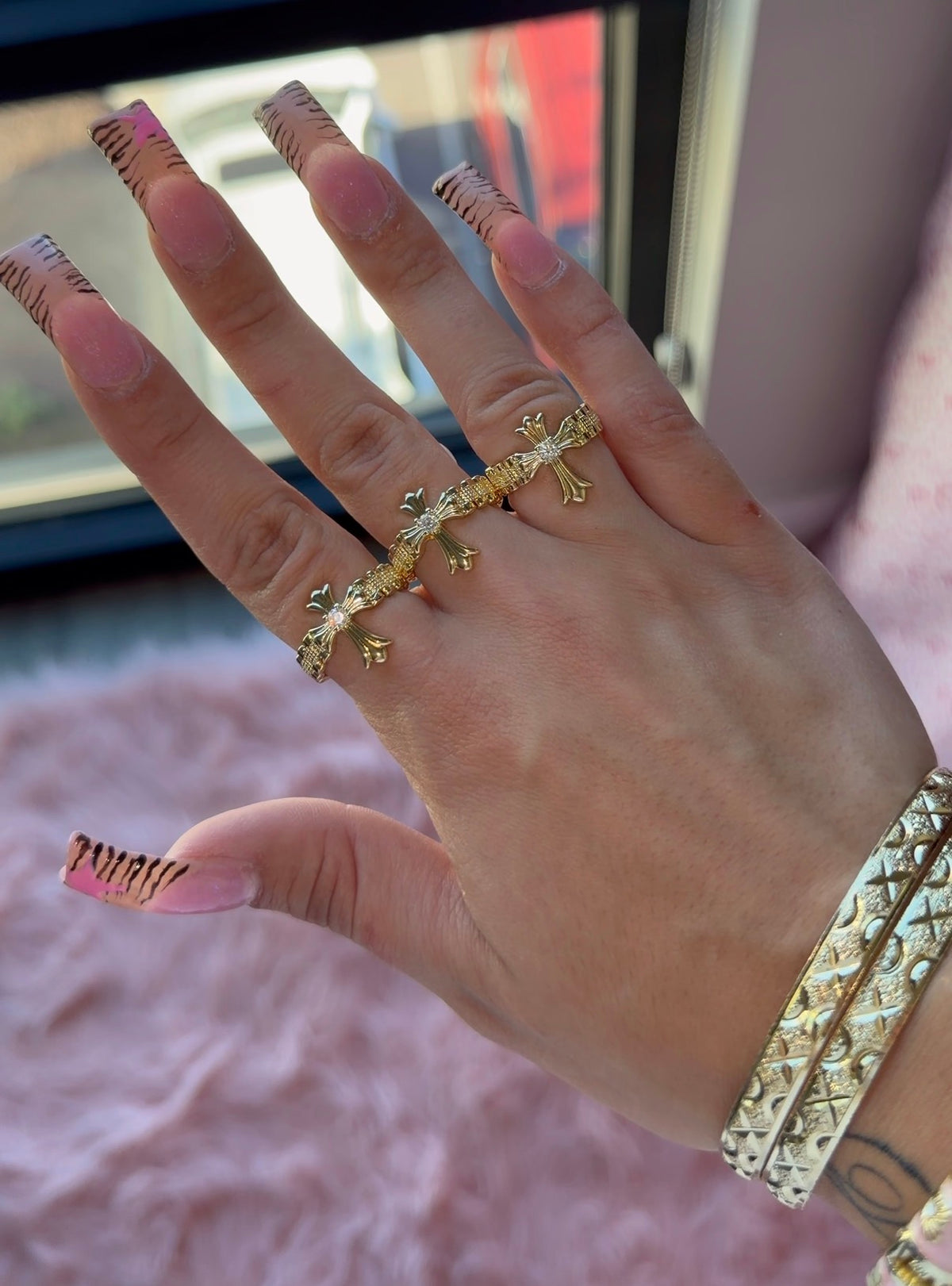 gold chrome heart ring