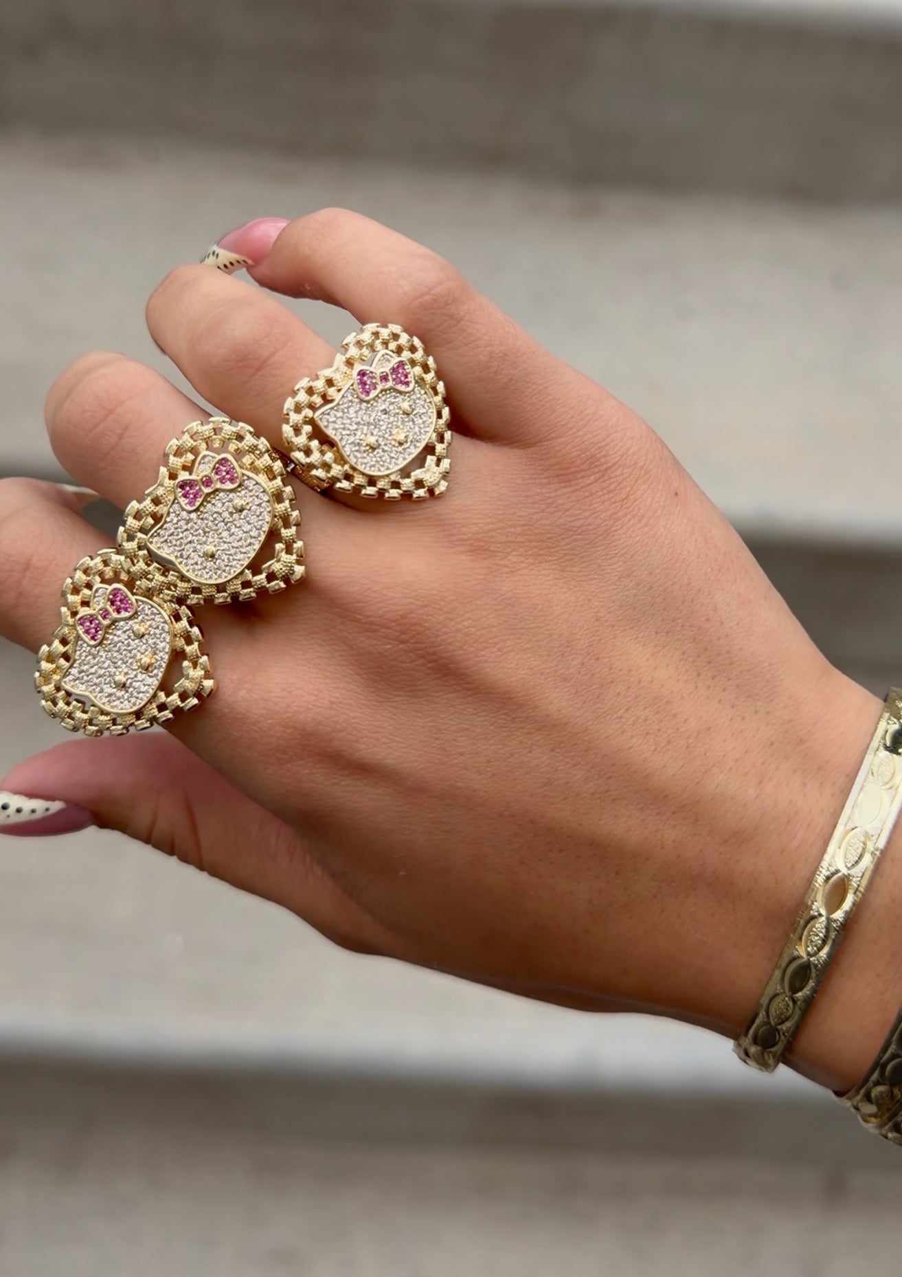 HK Rolex heart Ring(pink bow)