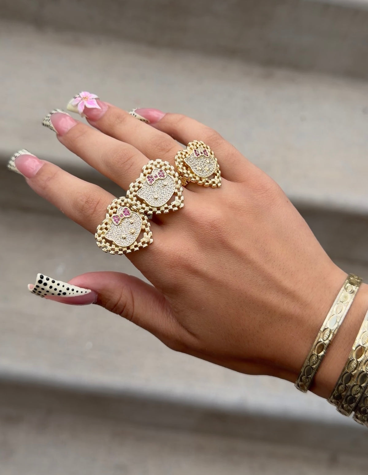 HK Rolex heart Ring(pink bow)
