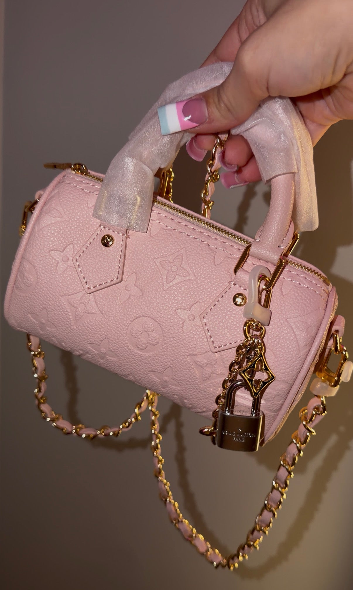 mini PINK LV handbag authentic with authentic leather
