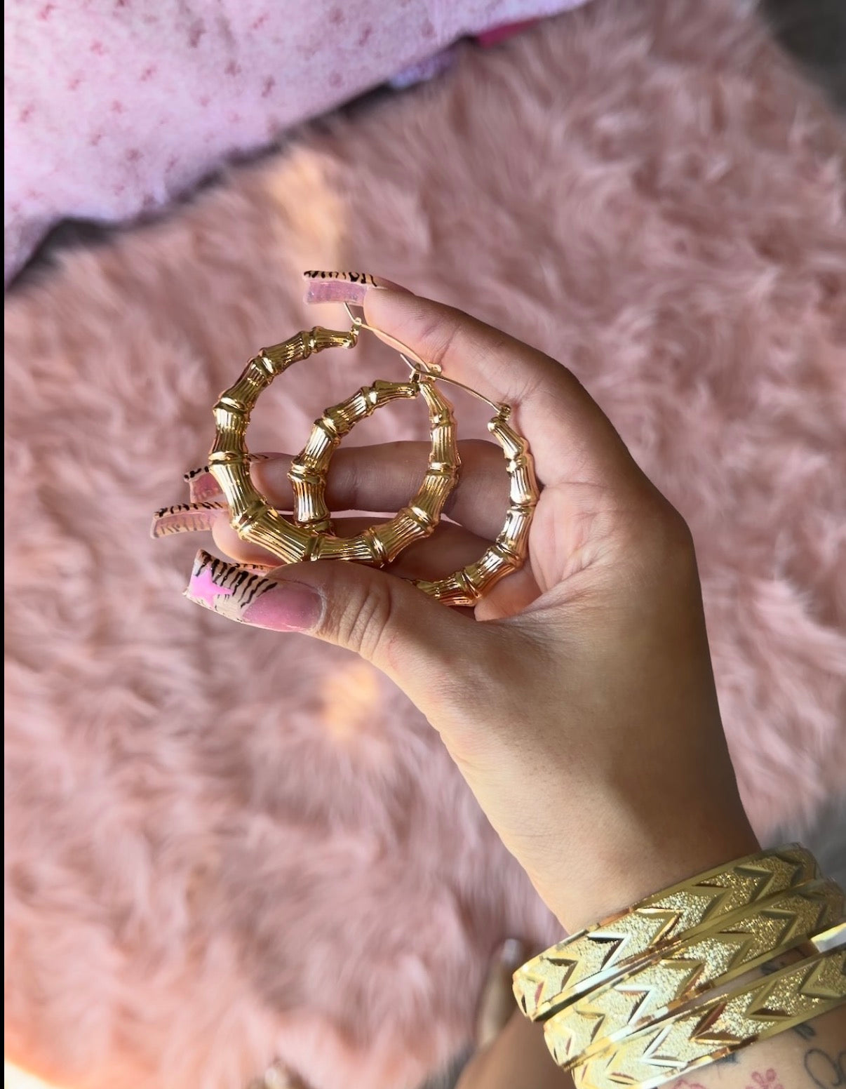 original gold bamboo hoops
