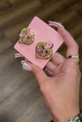 PINK Mini cherry heart hoops