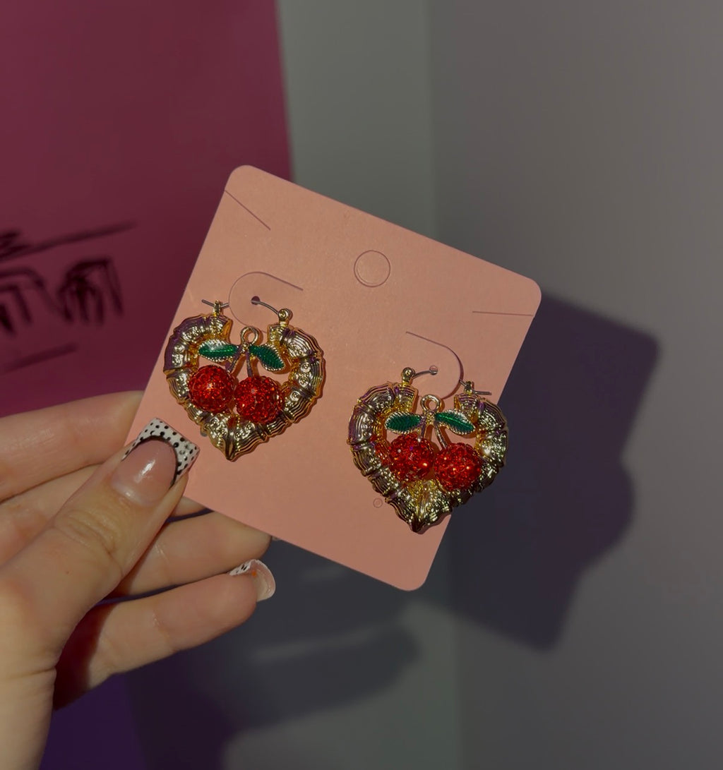 Mini Cherry Heart Hoops