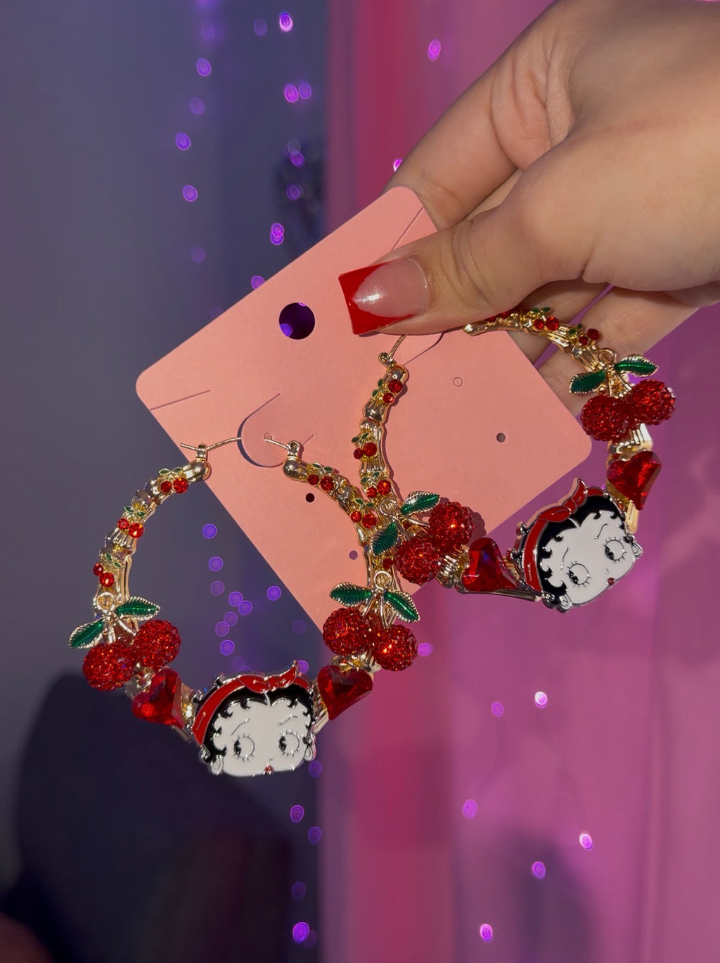 BettyBoop Large Cherry Hoops